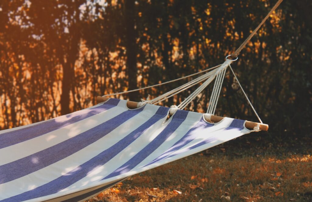 Hammock strung outdoors