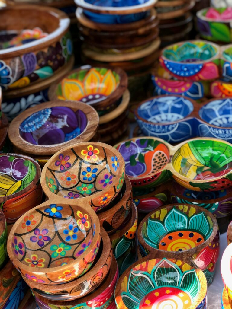 Multi-colored ceramic bowls