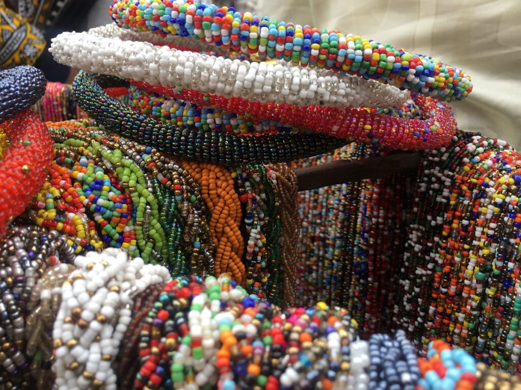 Hanging beaded necklaces