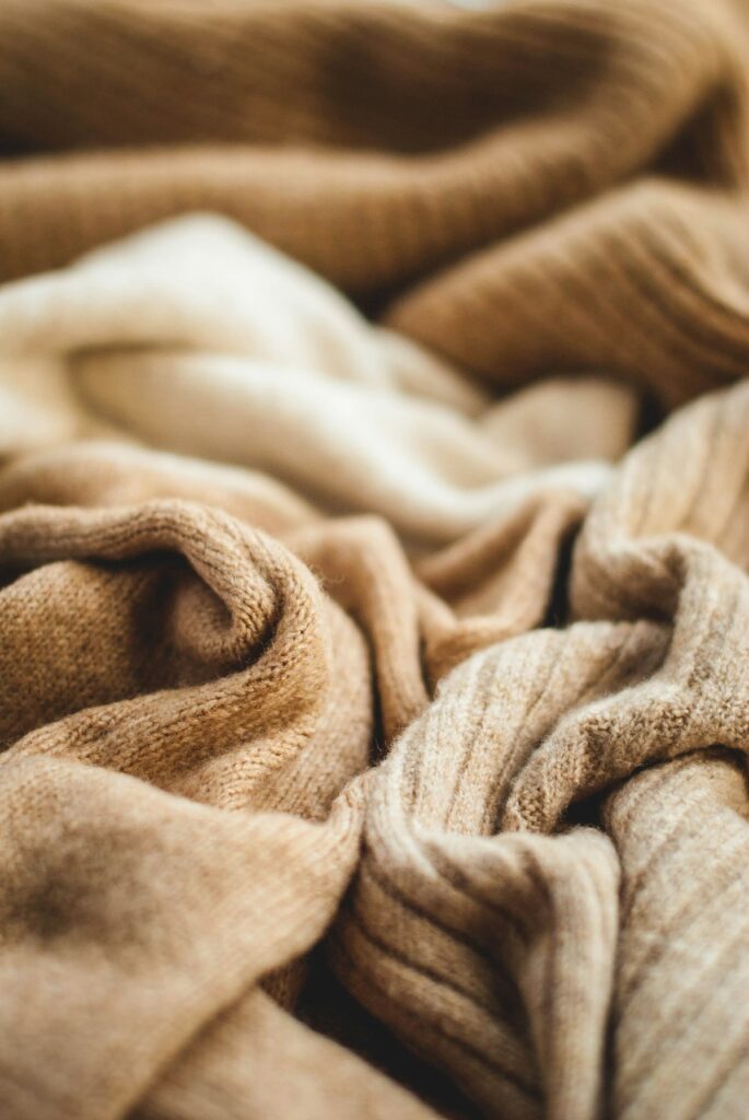 Soft folded alpaca wool textile