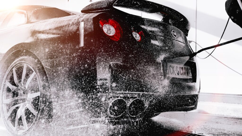 Black car ready for detailing