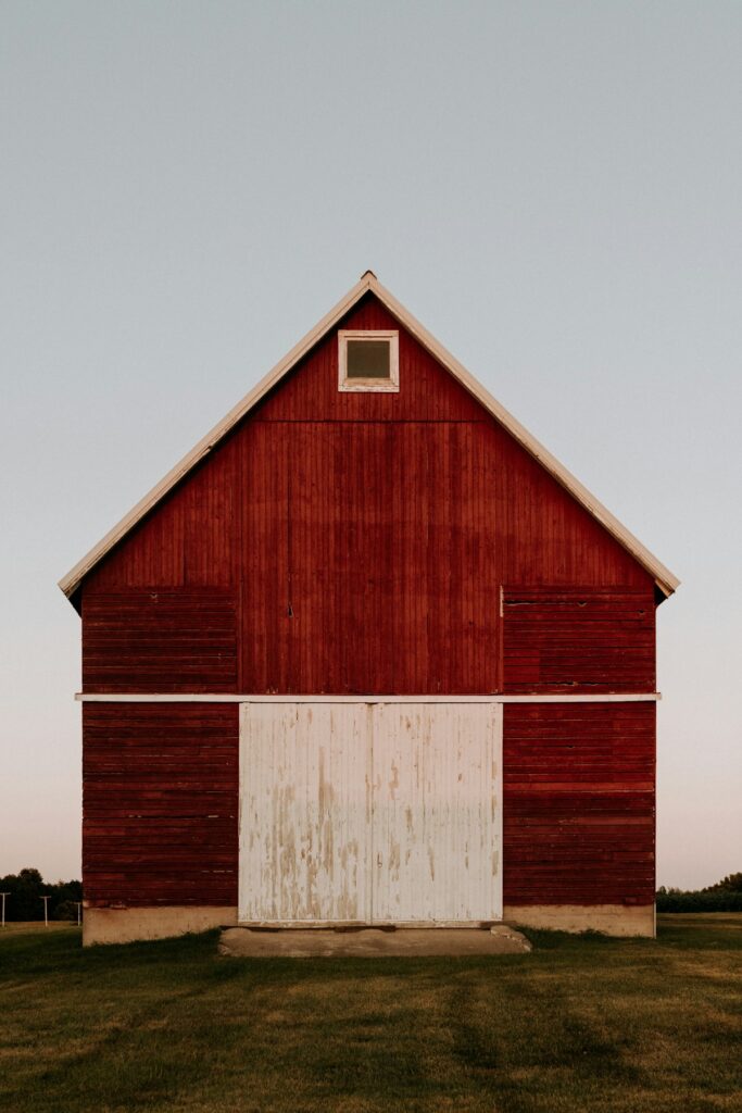 Red and white wooden barn