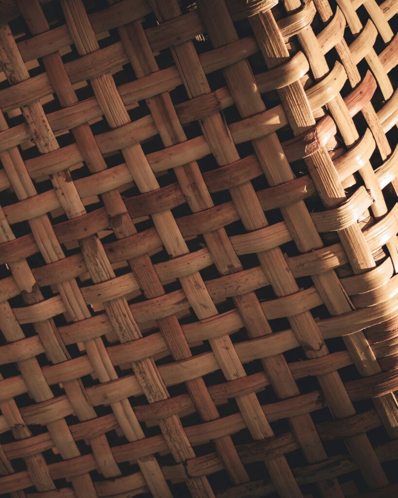 Close-up of a handwoven basket