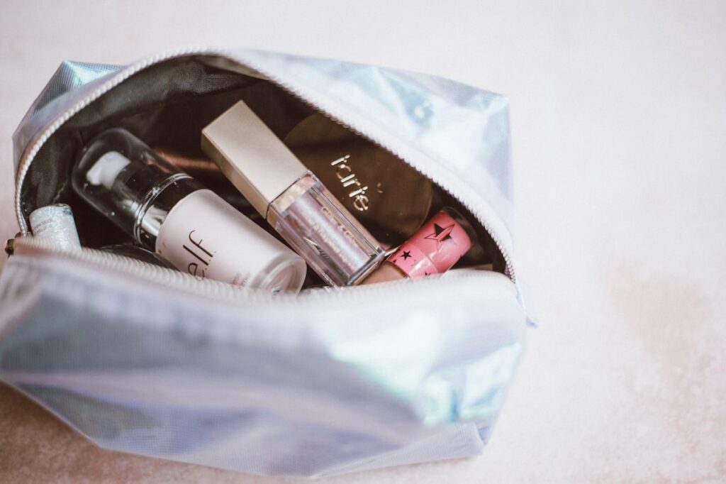 Toiletries bag with cosmetics