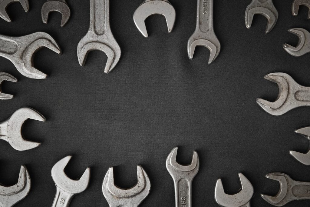 A group of wrenches arranged in a circle