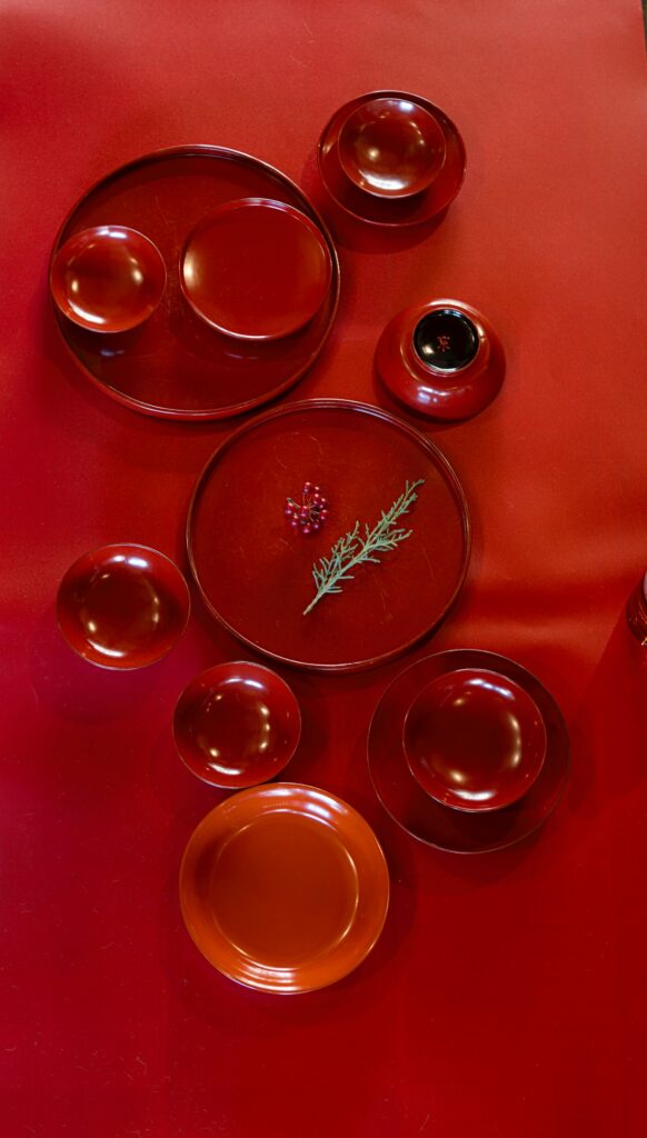 Red lacquerware dishes